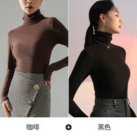 磨毛打底衫女秋冬季保暖内搭黑色半高领长袖双面加绒加厚2025 S