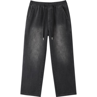 gxgjeans 超值清仓 美式水洗设计宽松时尚牛仔长裤 黑灰