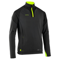 迪卡侬儿童长袖半拉链足球训练服(23新)碳灰色/黑色/荧光黄M 4279499