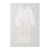 VINCE 层接式棉质巴里纱中长连衣裙