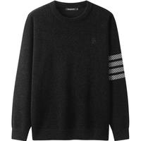 gxgjeans 【限时五折】 美式撞色设计雪尼尔圆领毛衣 黑色