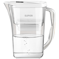苏泊尔（SUPOR）净水器家用滤水壶自来水家用过滤器多重精滤滤芯寿命提醒一芯四芯六芯可替换滤芯净水壶 J-UF01 【白色款】一机一芯 净水壶