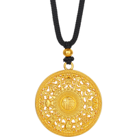 周六福 ZHOU LIU FU八宝罗盘古法黄金吊坠男女款金吊坠计价A0413186 黑绳 约16.84g