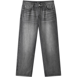 gxgjeans 男装 深灰色复古水洗宽松直筒牛仔长裤男裤 25年秋新品 深灰色 L (175) -3