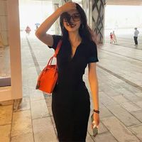 连衣裙女夏季短修身性感黑色显瘦别致高级感包臀裙子