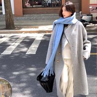 灰色双面呢大衣女2025高级感中长款呢子灰色秋冬季外套