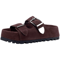 Bella Lily2024春季法式外穿拖鞋女真皮凉拖皮带扣厚底一字拖 咖啡 35