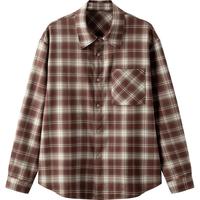 gxg.jeans男装25春双色格子长袖衬衫慵懒衬衫外套#J25D031002 红咖格 XL