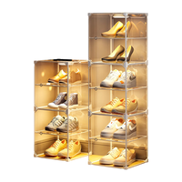 收纳达人透明鞋盒收纳球鞋收纳盒侧开防尘鞋柜大号密封宿舍鞋子收纳 阶梯式【放12双鞋】黑