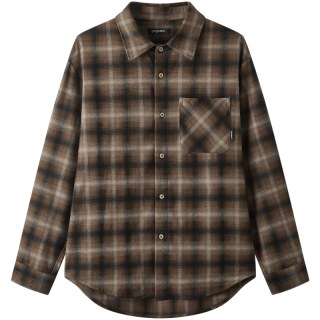gxgjeans 男装 咖色格纹美式复古宽松长袖衬衫 25年秋新品 咖格 XL (180)