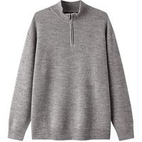 gxgjeans 【限时五折】 美式坑条肌理简约时尚半开襟高领毛衣线衫 浅咖色