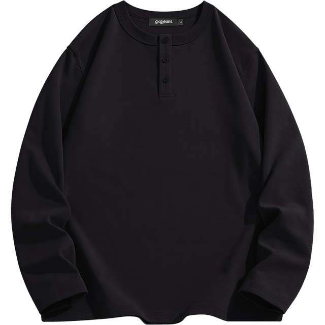 gxgjeans 男装 多色基础纯色亨利领长袖T恤 25秋新品