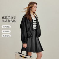 茵曼 女士皮衣外套+英伦假两件+翻边阔腿牛仔裤