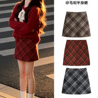 无品牌名称 女冬季毛呢短裙