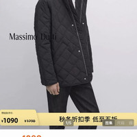 Massimo Dutti 折扣季Massimo Dutti男装 2025秋冬新款保暖黑色菱格绗缝连帽棉服外套03125416800