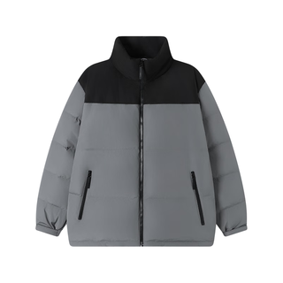 京东京造羽绒服男夹克白鸭绒潮流面包服25冬季 高级灰 立领 XL