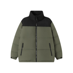 京东京造 羽绒服男夹克白鸭绒潮流面包服25冬季 橄榄绿 立领 XL