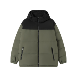 京东京造 羽绒服男夹克白鸭绒潮流面包服25冬季 橄榄绿 连帽 L