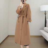 驼色双面毛呢大衣女款2025秋冬季中长款韩版高级感毛呢外套