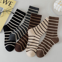 PEANOJEAN 条纹女士中筒袜堆堆袜 3双