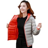 2025冬双面穿羽绒服女轻薄短款连帽外套大码两面穿薄款冬装潮