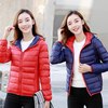 2025冬双面穿羽绒服女轻薄短款连帽外套大码两面穿薄款冬装潮 M