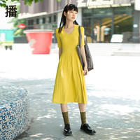 播 女士简约圆领短袖连衣裙 DDO4LD4012