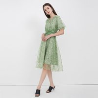 S.DEER 女装 V领碎花泡泡袖连衣裙 S223Z122J