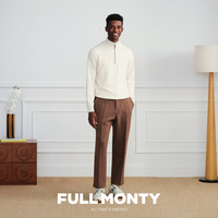 FULL MONTY【撞色半门襟针织衫】新款男士立领拉链套头军绿色休闲毛衣25秋冬