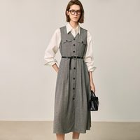 LILY 女装复古无袖连衣裙 125409C7921