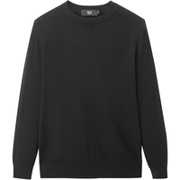 HLA海澜之家长袖针织衫男23轻商务经典系列圆领纯羊毛毛衣男春秋 黑色（净色）(7A) 175/92A(L)