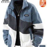 大嘴猴 PaulFrank/大嘴猴羊羔绒加厚棉服男2025冬季新款宽松休闲保暖外套