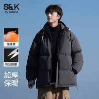 班尼路连帽棉服男士冬季2025加厚保暖防寒男生冬装棉衣棉袄E