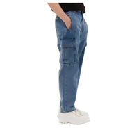 GUESS 纯色做旧中腰拉链工装牛仔裤 男款 蓝色-MM1D6089