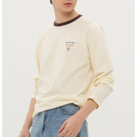 GUESS 男简约拼接字母宽松纯色圆领薄款运动长袖T恤-MM2K7600