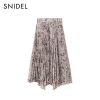 SNIDEL 春夏款甜美淑女印花高腰不规则百褶半身裙SWFS232132