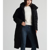 GUESS 男女同款纯色连帽保暖长款羽绒服-MM4W9895K