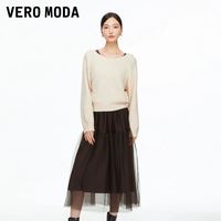VERO MODA 连衣裙2025冬季新款套装圆领后背绑带针织纱裙32547D014