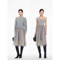 VERO MODA 连衣裙2025冬季新款含绵羊毛套装纱裙针织衫325446017