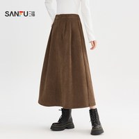 三福半身裙2025冬季气质灯芯绒裙子梨型身材遮胯宽松长裙女装
