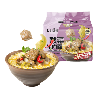 五谷道场 五谷道場非油炸方便面 陆虎同款 经典酸菜牛肉面五连包105g*5袋 免煮泡面