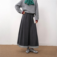 佐丹奴 设计师款佐丹奴格雷系百褶裙女秋冬新款拼接下摆半身长裙18465536