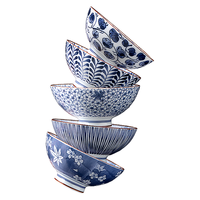 美浓烧 Mino Yaki）装礼盒 4.5英寸蓝绘饭碗