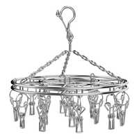 美丽雅袜子夹晾衣架不锈钢圆形16夹无痕晒袜子家用防风晾晒内衣裤 【不锈钢】16夹防风晒夹