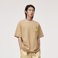 速写男装春夏短袖T恤水果刺绣宽松圆领休闲潮 273纸卡其 XS