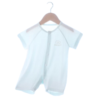 爱宝适婴儿连体衣夏季宝宝半袖哈衣爬服新生儿短袖睡衣浅蓝色T174 90cm 浅蓝色 【天丝透气】