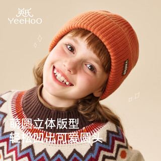 英氏（YEEHOO）儿童帽子围巾手套秋冬季保暖三件套男女童4-12岁针织御寒 活力暖橙【单帽子】 F