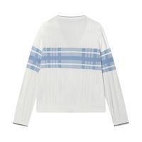 FILA 斐乐女士织外套2024夏季时尚休闲蓝格子大V领开衫 标准白-WT 155/76A/XS