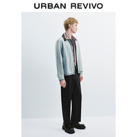 URBAN REVIVO 流光风拼接翻领棉质牛仔外套 浅蓝 XS