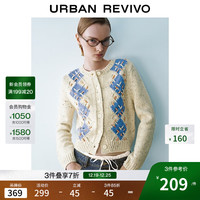 UR UR2025冬季女装休闲学院风彩点菱格纹针织开衫UYU950133+ 浅蓝色格子 L